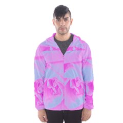 Perfect Hot Pink And Light Blue Rose Detail Hooded Windbreaker (men) by myrubiogarden