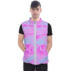 Perfect Hot Pink And Light Blue Rose Detail Men s Puffer Vest by myrubiogarden