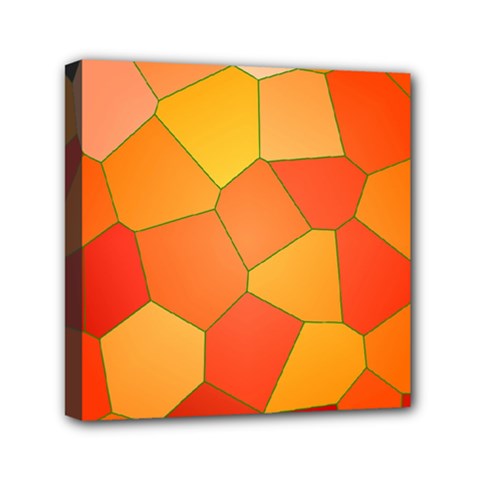 Background Pattern Orange Mosaic Mini Canvas 6  X 6  (stretched) by Mariart