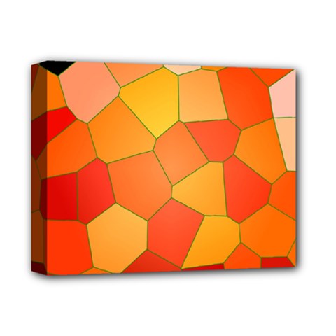 Background Pattern Orange Mosaic Deluxe Canvas 14  X 11  (stretched) by Mariart