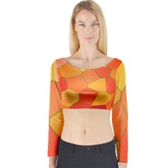 Background Pattern Orange Mosaic Long Sleeve Crop Top by Mariart