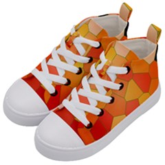 Background Pattern Orange Mosaic Kid s Mid-top Canvas Sneakers by Mariart