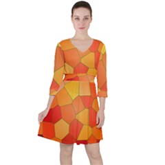 Background Pattern Orange Mosaic Ruffle Dress by Mariart