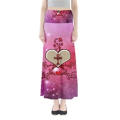 Wonderful Hearts With Floral Elements Full Length Maxi Skirt by FantasyWorld7