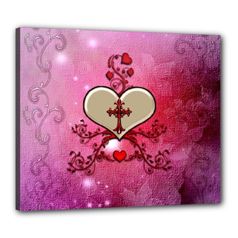 Wonderful Hearts With Floral Elements Canvas 24  X 20  (stretched) by FantasyWorld7