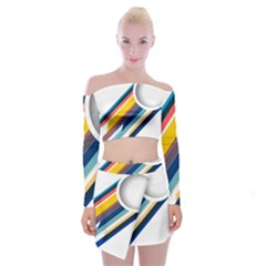 Vector Geometric Polygons And Circles Off Shoulder Top With Mini Skirt Set by Mariart