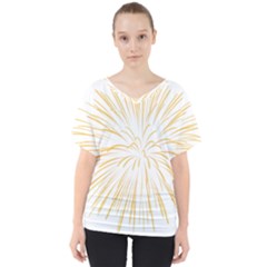 Yellow Firework Transparent V-neck Dolman Drape Top by Mariart