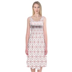 Pattern Christmas Pattern Red Stars Midi Sleeveless Dress by Sapixe