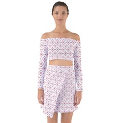Pattern Christmas Pattern Red Stars Off Shoulder Top With Skirt Set by Sapixe