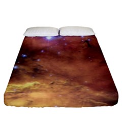 Cosmic Astronomy Sky With Stars Orange Brown And Yellow Fitted Sheet (king Size) by genx