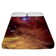 Cosmic Astronomy Sky With Stars Orange Brown And Yellow Fitted Sheet (california King Size) by genx