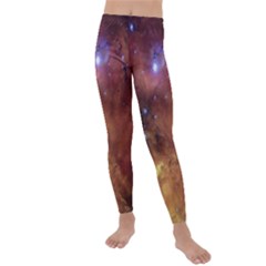 Cosmic Astronomy Sky With Stars Orange Brown And Yellow Kids  Lightweight Velour Leggings by genx