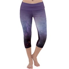 Orion Nebula Pastel Violet Purple Turquoise Blue Star Formation Capri Yoga Leggings by genx