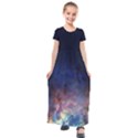 Lagoon Nebula Interstellar Cloud Pastel pink, turquoise and yellow stars Kids  Short Sleeve Maxi Dress View1