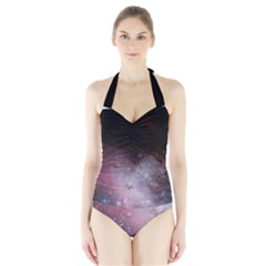 Eagle Nebula Wine Pink And Purple Pastel Stars Astronomy Halter Swimsuit by genx