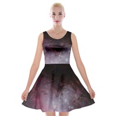 Eagle Nebula Wine Pink And Purple Pastel Stars Astronomy Velvet Skater Dress by genx