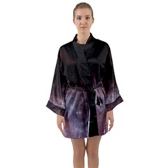 Eagle Nebula Wine Pink And Purple Pastel Stars Astronomy Long Sleeve Kimono Robe by genx