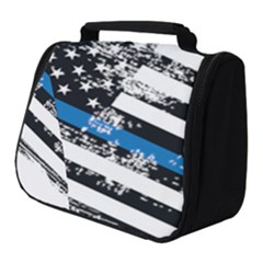 Usa Flag The Thin Blue Line I Back The Blue Usa Flag Grunge On White Background Full Print Travel Pouch (small) by snek