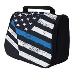 Usa Flag The Thin Blue Line I Back The Blue Usa Flag Grunge On Black Background Full Print Travel Pouch (small) by snek