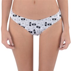 Tape Cassette 80s Retro Genx Pattern Black And White Reversible Hipster Bikini Bottoms by genx