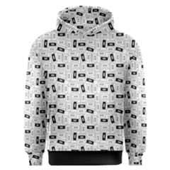 Tape Cassette 80s Retro Genx Pattern Black And White Men s Overhead Hoodie by genx