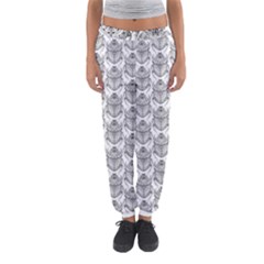 Scarab Pattern Egyptian Mythology Black And White Women s Jogger Sweatpants by genx