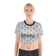 Scarab Pattern Egyptian Mythology Black And White Cotton Crop Top by genx