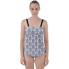 Scarab Pattern Egyptian Mythology Black And White Twist Front Tankini Set by genx