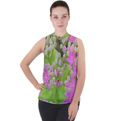 Hot Pink Succulent Sedum With Fleshy Green Leaves Sleeveless Top by myrubiogarden