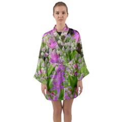 Hot Pink Succulent Sedum With Fleshy Green Leaves Long Sleeve Kimono Robe by myrubiogarden