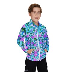 Blue And Hot Pink Succulent Sedum Flowers Detail Windbreaker (kids) by myrubiogarden