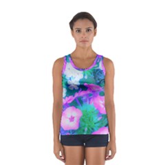 Pink, Green, Blue And White Garden Phlox Flowers Sport Tank Top  by myrubiogarden