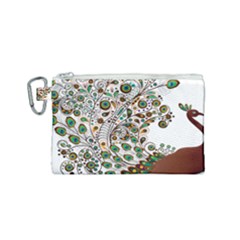 Peacock Graceful Bird Animal Canvas Cosmetic Bag (small) by Wegoenart