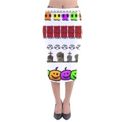 Halloween Borders Trick Or Treat Velvet Midi Pencil Skirt by Wegoenart