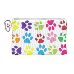 Paw Print Paw Prints Background Canvas Cosmetic Bag (large) by Wegoenart