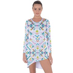Graphic Design Geometry Shape Pattern Geometric Asymmetric Cut-out Shift Dress by Wegoenart
