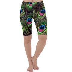 Peacock Feathers Feather Color Cropped Leggings  by Wegoenart