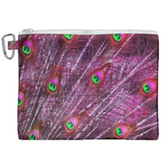 Peacock Feathers Color Plumage Canvas Cosmetic Bag (xxl) by Wegoenart