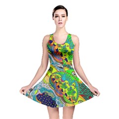 Cosmic Lizards With Alien Spaceship Reversible Skater Dress by chellerayartisans