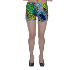 Cosmic Lizards With Alien Spaceship Skinny Shorts by chellerayartisans