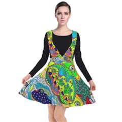 Cosmic Lizards With Alien Spaceship Plunge Pinafore Dress by chellerayartisans