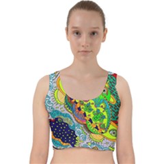 Cosmic Lizards With Alien Spaceship Velvet Racer Back Crop Top by chellerayartisans