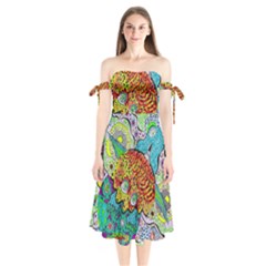 Supersonic Lavahead Lizard Shoulder Tie Bardot Midi Dress by chellerayartisans