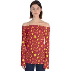 Star Stars Pattern Design Off Shoulder Long Sleeve Top by Simbadda