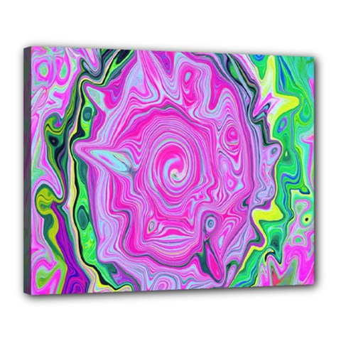 Groovy Pink, Blue And Green Abstract Liquid Art Canvas 20  X 16  (stretched) by myrubiogarden