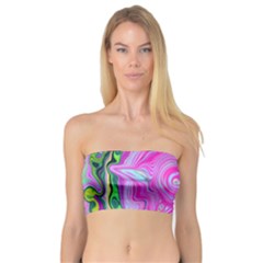 Groovy Pink, Blue And Green Abstract Liquid Art Bandeau Top by myrubiogarden