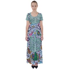 Snowglobe High Waist Short Sleeve Maxi Dress by chellerayartisans