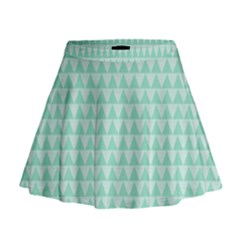 Mint Triangle Shape Pattern Mini Flare Skirt by picsaspassion