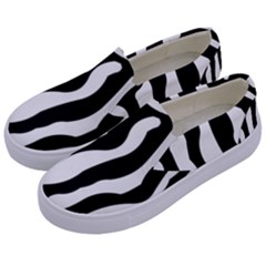 Zebra Horse Pattern Black And White Kids  Canvas Slip Ons by picsaspassion