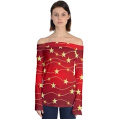 Background Christmas Decoration Off Shoulder Long Sleeve Top by Wegoenart